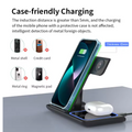 3 in 1 Wireless Charger Stand Pad Foldable Fast Charging Station Dock For iPhone 17 16 15 14 13 12 11 X 8 Apple Watch Airpods