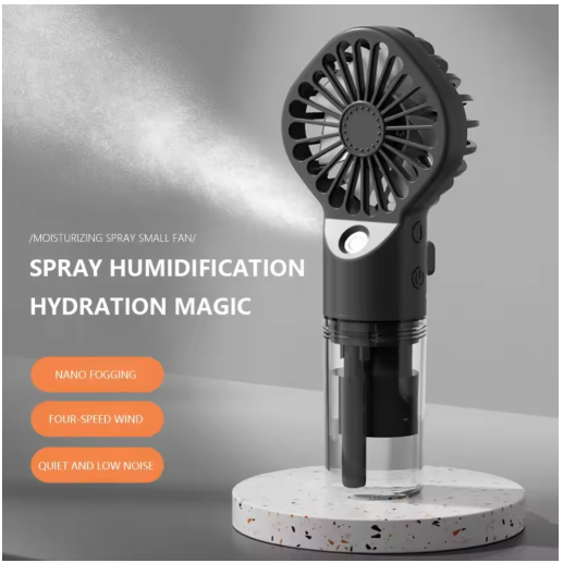 Spray small fan outdoor mini handheld fan USB charging fan portable spray humidification fan