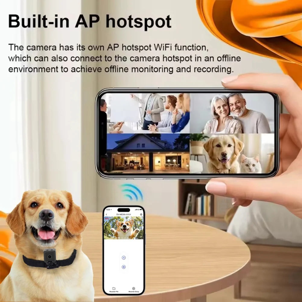 HOT-1080P HD Pet Collar Camera 1080P Pet Collar Camera Wifi Wireless Magnetic Pocket Camera For Pet Dog Cat Volg Video Recorder