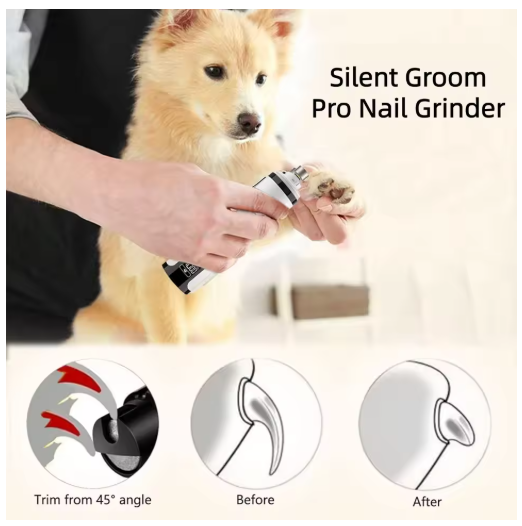 Pet Nail Grinder with LED Light - USB Rechargeable Clipper for Cats and Dogs, Professional Paws Grooming Trimmer Supplies