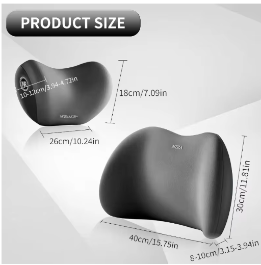 2 Pack Car Extra Soft Headrest & Lumber Support Pillow for Driving