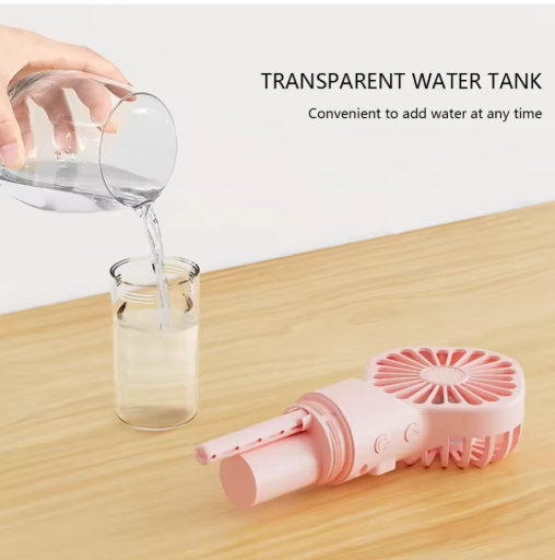 Spray small fan outdoor mini handheld fan USB charging fan portable spray humidification fan