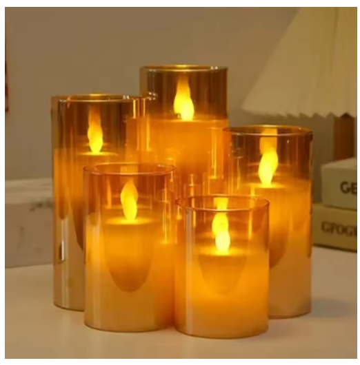 3pcs LED Lights for Home Electronic Candle LED Candle Decoration Glass Candle Full Set Remote Control Timer for Christmas Wedding